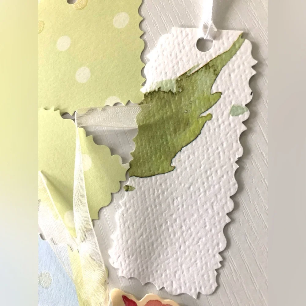 Decorative Gift Tags Set of 16 Heavy card stock satin ribbon ties floral & dot